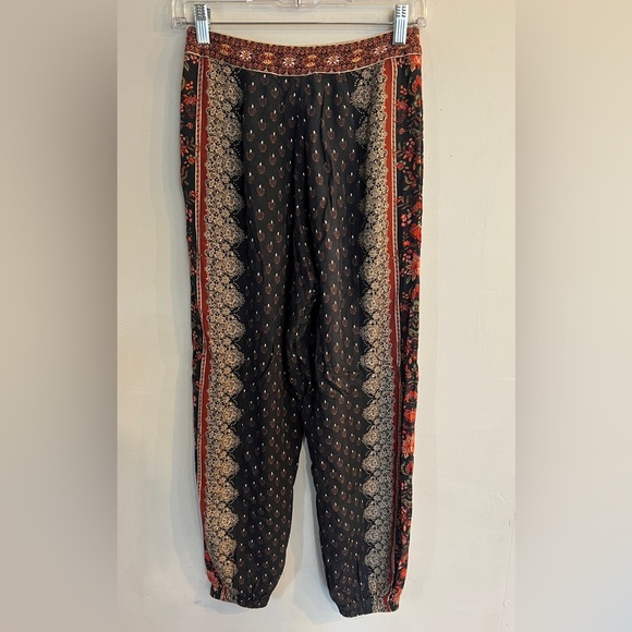 ANTHROPOLOGIE FARM RIO Women’s Black Boho Print Viscose Harem Pants Size XS - Picture 2 of 6